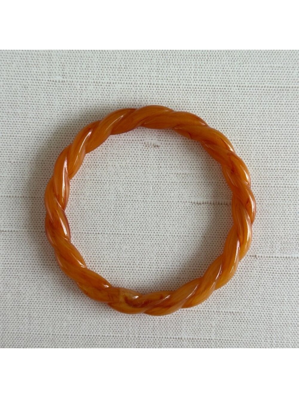 Orange Braided Marble-Style Plastic Bracelet Size 7.5 Lightweight & Durable